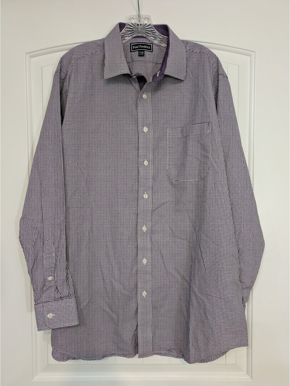 Paul Fredrick Purple White Cotton Button Up Shirt 17-35 GUC